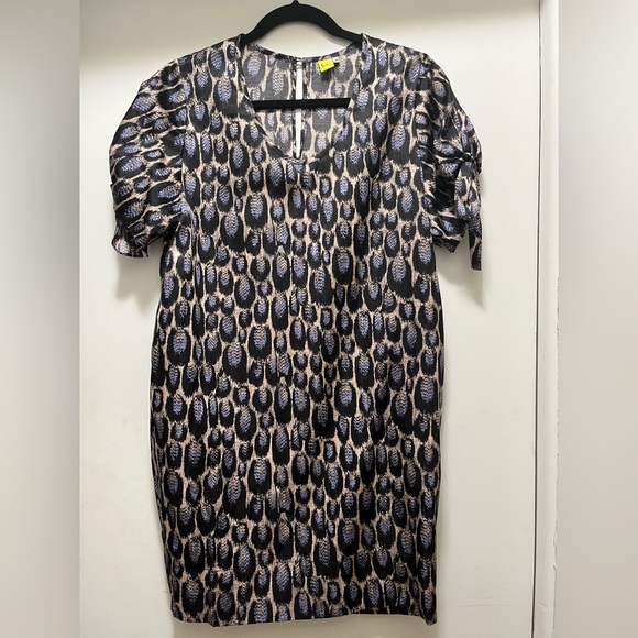 NWT Paul x Black and Blue pattern Silk Cotton Dress Size 38 US Size 8 - Picture 2 of 12